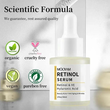 Retinol Facial Essence 2.5% with Hyaluronic Acid VE Anti-Aging Serum for Smooth Skin And Acne Treatment face Reduces Wrinkles