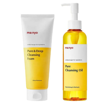 Combo Set Purifying Blackhead-Removing Daily Makeup Remover Oil 200ml and Deep Cleansing Foam Facial Cleanser 200ml