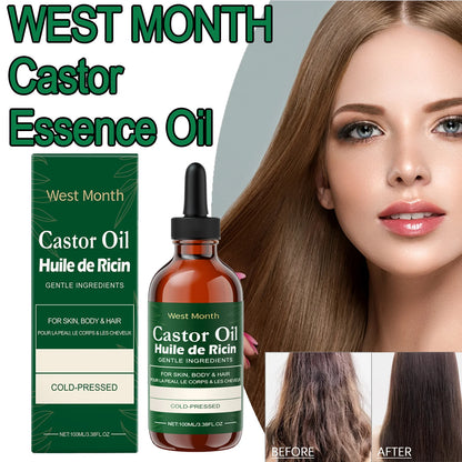WEST MONTH 100ml Castor Essence Oil Multi-Effect Care Nourishes Eyelashes Moisturizes Hair Hydrates The Skin Long-Lasting Gentle