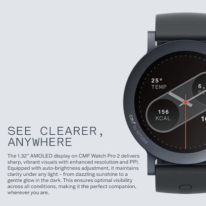 CMF by Nothing Watch Pro 2 Global Version BLUETOOTH CALLS 1.32'' AMOLED 60 FPS Display 11 Days Battery life SpO₂ Monitors GPS