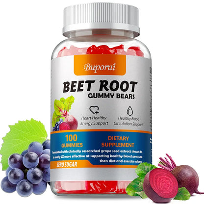 Beet Root Gummies - Supports Heart Health, Improves Circulation, Maintains Energy Levels, Vegetarian, Gluten-free