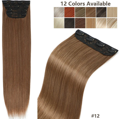 24 Inches 200grams Blond 27/613 Clips In Straight Hair Extensions 4Pcs/lot Heat Resistant Soft Natural Bio Human-Like Colored