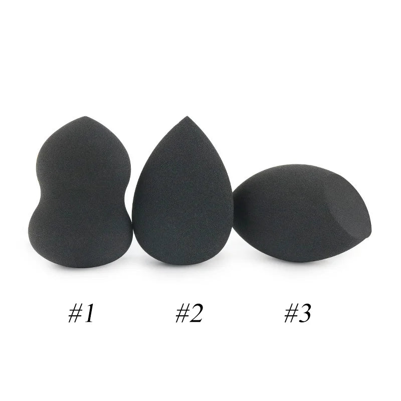 Custom Your Logo Cosmetics Beauty Sponge Latex Free and Vegan Makeup Black Sponge Set  Powder Cream Liquid Application with Box