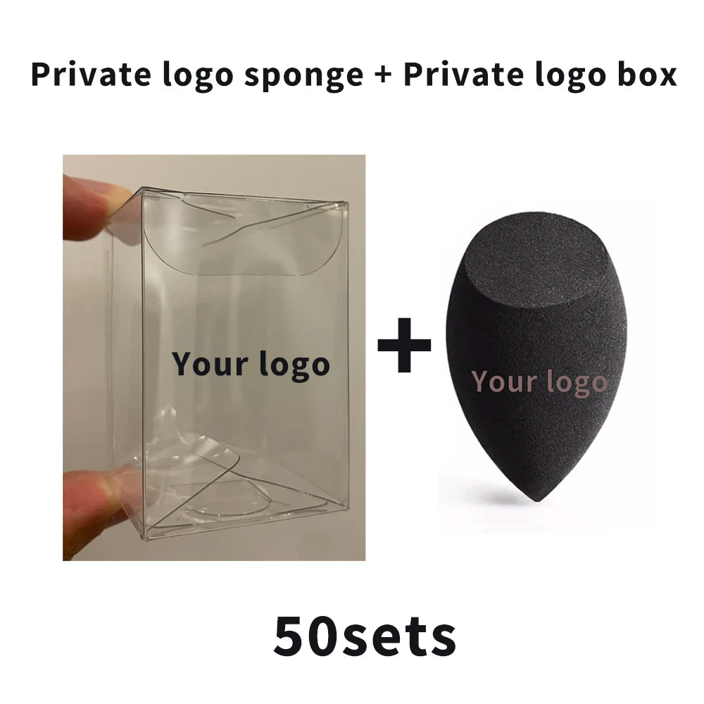 Custom Your Logo Cosmetics Beauty Sponge Latex Free and Vegan Makeup Black Sponge Set  Powder Cream Liquid Application with Box