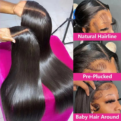 Wear And Go 5x5 9x6 Straight Glueless Wig Human Hair Ready To Wear Brazilian Lace Front Closure Wigs For Black Women Preplucked