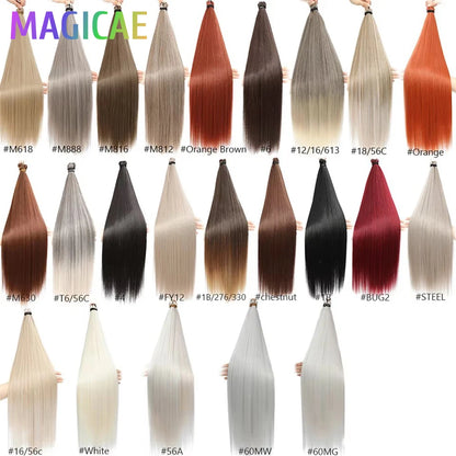 28Inch Ombre Straight Brown 6# M816# Blond 613 White Gray 60# 3Pcs Bundles Crochet Braids Ariel High Temperature Synthetic Hair