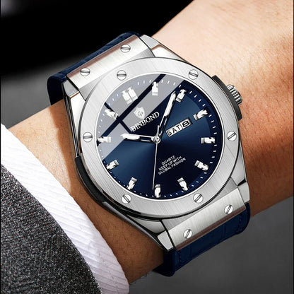 New Leather Casual Clock Men Luxury Watch Automatic Watches Mens Top Man Gifts Fashion Quartz Wristwatches Relojes Para Hombres