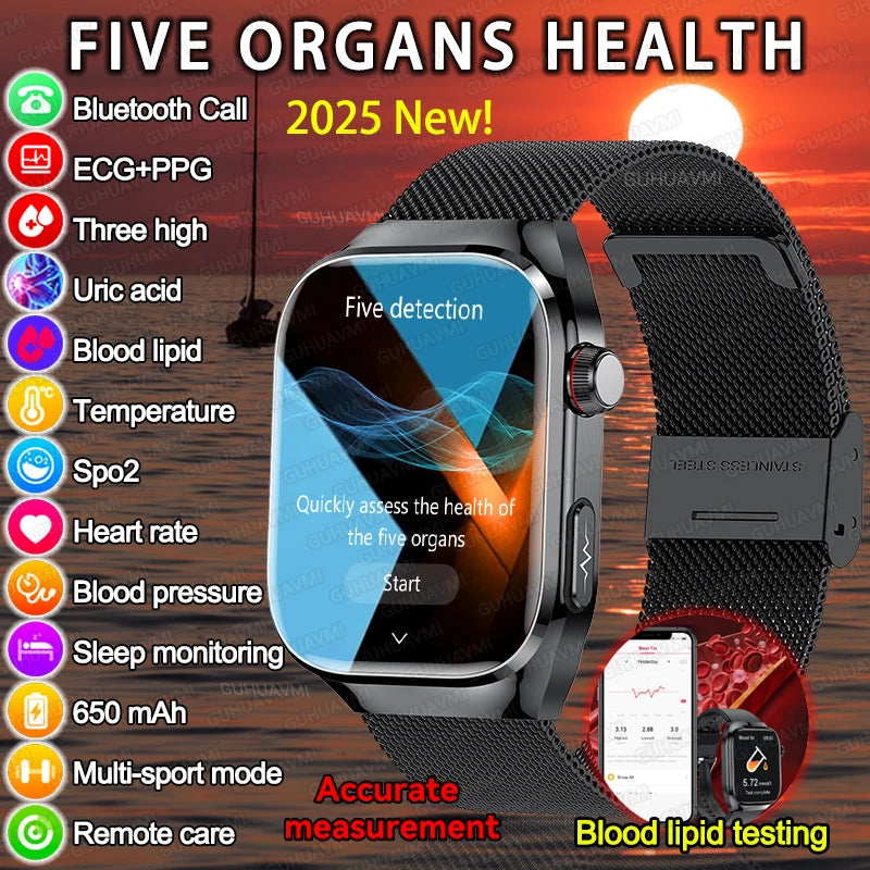 New Micro Physical Examination Five Organ Health Smartwatch Blood Pressure Uric Acid Body Fat Watches Bluetooth Call Smart Watch