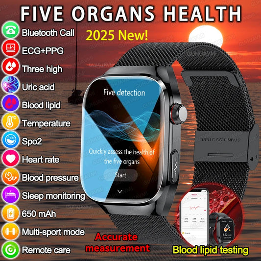 New Micro Physical Examination Five Organ Health Smartwatch Blood Pressure Uric Acid Body Fat Watches Bluetooth Call Smart Watch