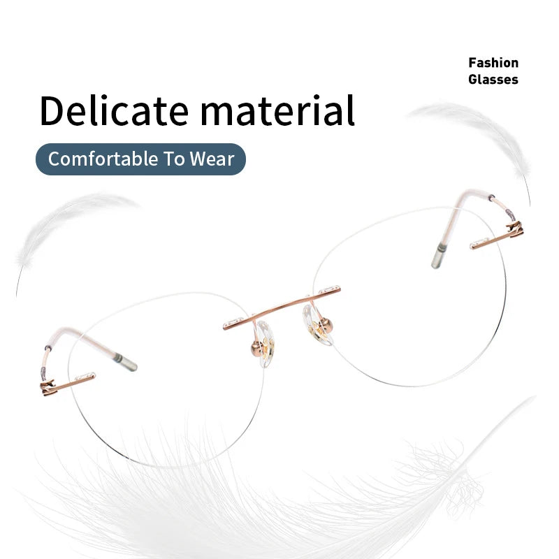 Xbora Ultra-light Titanium Men's And Women's Frameless Anti-blue Light Myopia Glasses Frame Prescription Optical Eyeglasses 6073