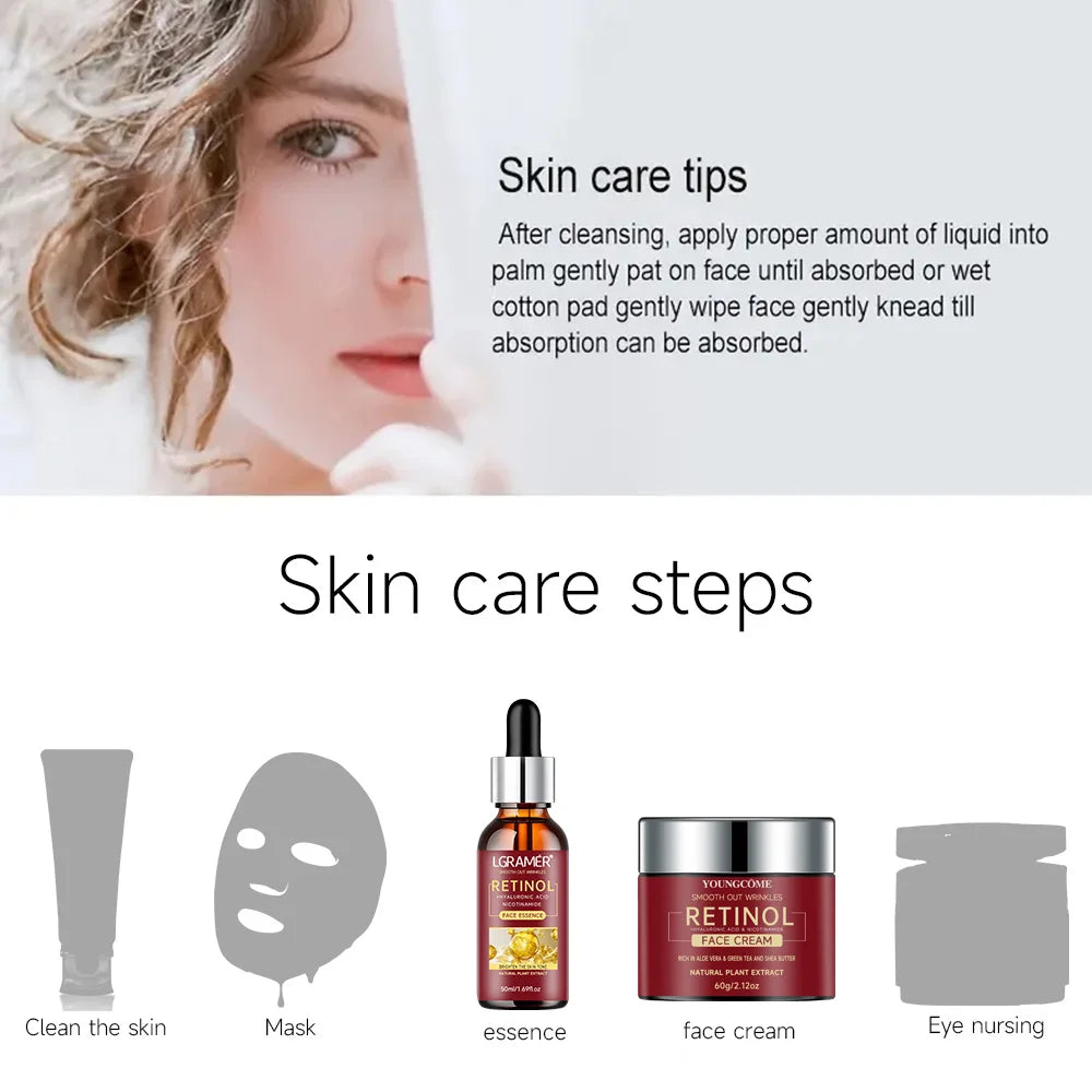 Retinol Serum Combo Face Cream Lifting Firming Repairing Moisturizing Nourishing Cream Brightening Skin Younger Face Skin Care