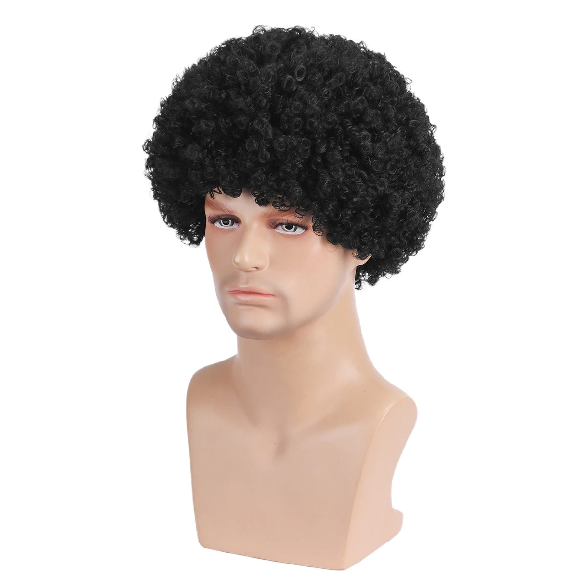 12 inch short roll explosive head hip-hop disco retro men's synthetic wig suitable for holiday parties, Halloween ball costumes