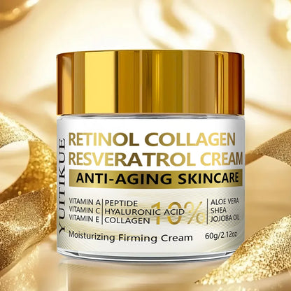 10% Retinol Collagen Cream - Anti-Aging Facial Lift, With Resveratrol & Hyaluronic Acid, Hydrating & Firming, For All Skin Types