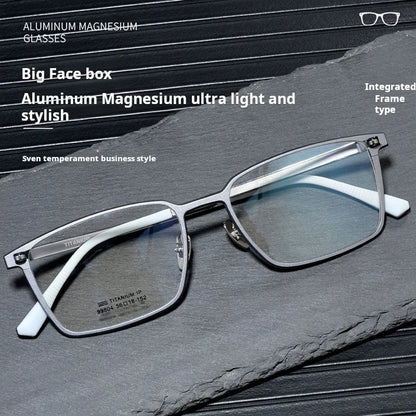 TFTB Ultra-light Pure Titanium Men's Square Eyewear Business Fashion Aluminum Magnesium Optical Prescription Glasses Frame 144mm