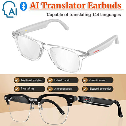 Smart Glasses 144 AI Languages Translator Chat Intelligent Bluetooth Call Glass Touch Headset Real-time Sunglasses for Women Man