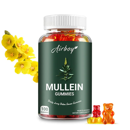 Mullein Gummies - Natural Lung Cleanser and Detoxifier, Promotes Respiratory Health, Relieves Headaches