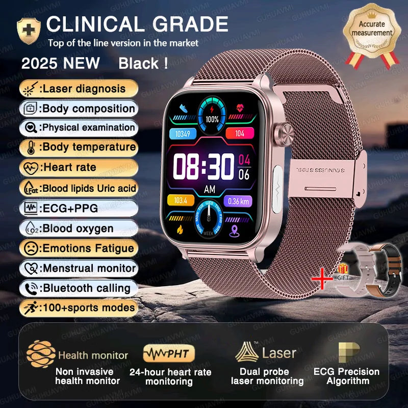 2025New ECG+PPG AI Health Diagnose Smart Watch Men Women Clock Blood Lipid BP Uric Acid Heart rate Tracker For Xiaomi Smartwatch