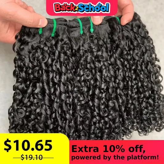 Mongolian Pixie Curly Human Hair Bundles Raw Vietnamese Unprocessed Burmese Hair Bundle Virgin 15A Double Drawn Weave Extensions