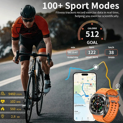 2025 New Watches 8 Ultra GPS Track Smart Watch Men Amoled Screen Heart Rate BT Call NFC Sports IP68 Waterproof Smartwatch Woman