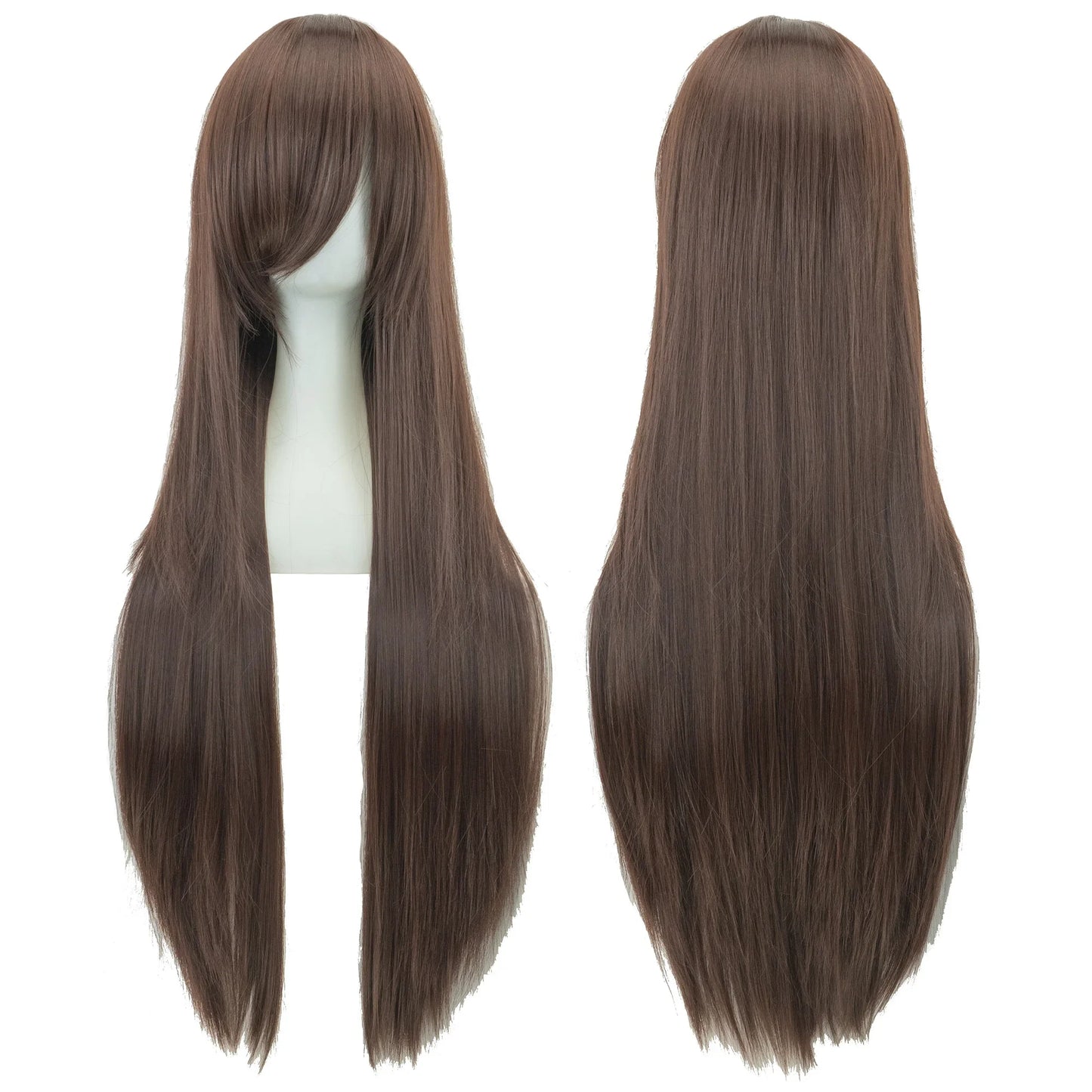 80cm Long Synthetic Hair White Purple Cosplay Wigs Party Black Hair  for Women Straight Wig Hairpiece
