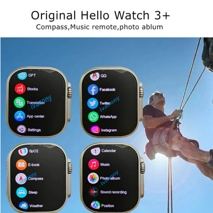 Smart Watch Hello Watch 3 Plus Bluetooth Call Voice Assistant 49mm AMOLED 4GB/ROM NFC GPT Compass Photo Album Smartwatch Men