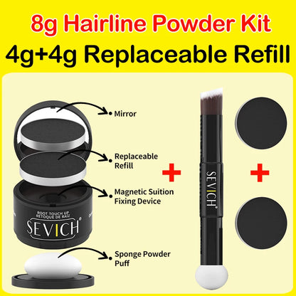 SEVICH Replaceable Hairline Powder Kit Refill Hairline Shadow Powder Root Cover Up Hair Concealer Double Ended Makeup Brush