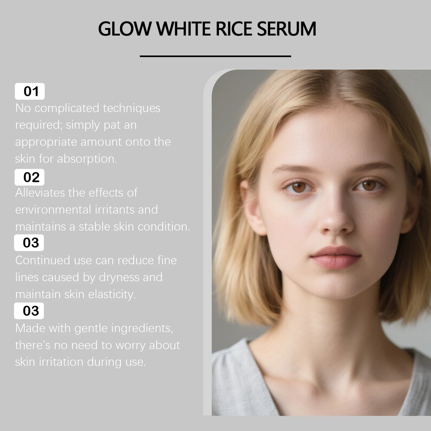 Glow Brightening Rice Essence Moisturizing Nourishing Even Skin Tone Improves Dullness Oil-Control Brightening Serum Skincare