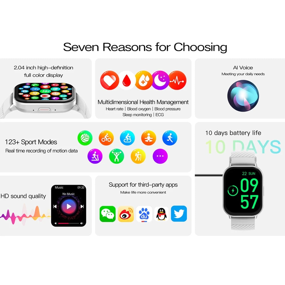 2025 New For Xiaomi Huawei Samsung Smart Watch Men Women Heart Rate Blood Pressure Fitness Tracker Bluetooth Call Smartwatch Man