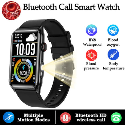 2025 New Smart Watch Men ECG+PPG Blood Pressure Blood Oxygen Health Monitor Sport Fitness AI Vocie BT Call Flashlight Smartwatch
