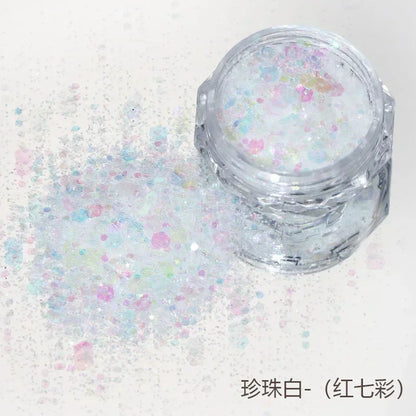 10g Laser Nail Glitter Flakes Mix-Hexagon Holographic Sparkly Powder Nail Art Decoration Loose Reflective Mermaid Chunky Sequins