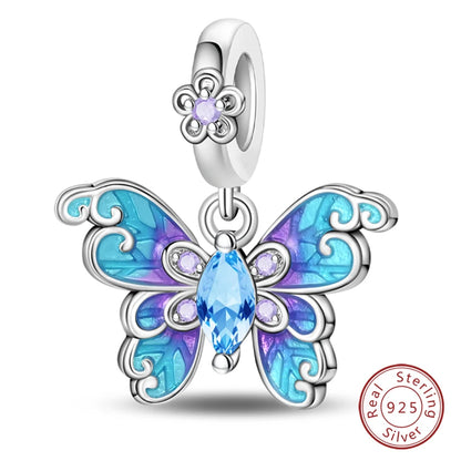 925 Sterling Silver Blue Purple Butterfly Perfume Bottle Starry Sky Hot Air Balloon Charms Beads Fit DIY S925 Bracelets Jewelry