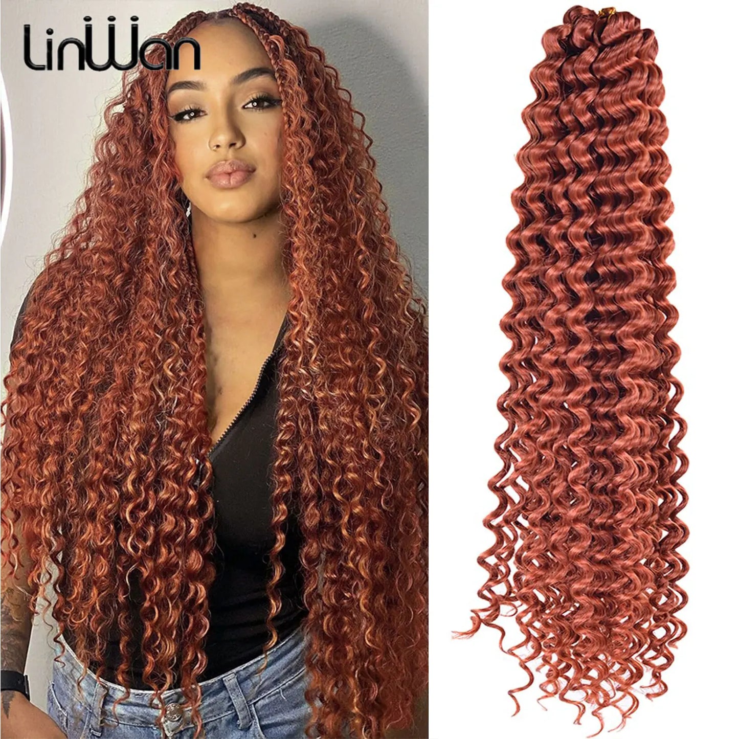 Long Deep Wave Braiding Hair 28 Inch Ocean Wave Crochet Hair Synthetic Deep Curly Crochet Hair Extensions For Black Women