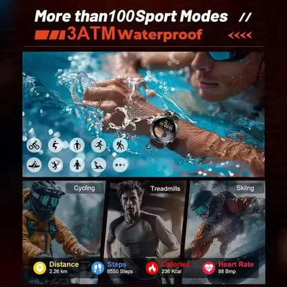 2025New Outdoor Military Smart Watch Bulit-in GPS Compass Altimeter Barometric 3ATM Waterproof AMOLED Bluetooth Call Smart Watch