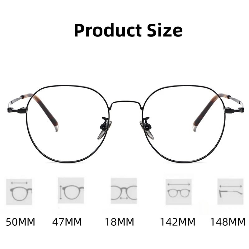 FIRADA Fashionable Comfortable Glasses Luxurious Round Titanium Eyewear Prescription Eyeglasses Frames For Men Women 118001-C