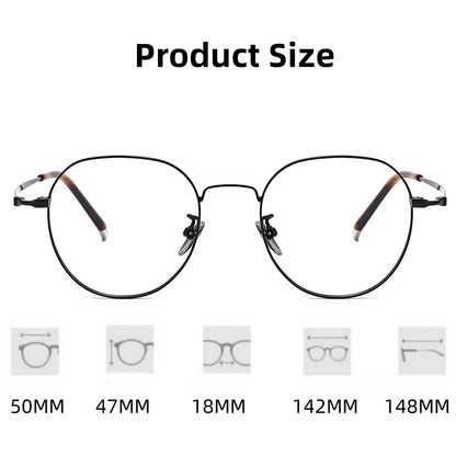 FIRADA Fashionable Comfortable Glasses Luxurious Round Titanium Eyewear Prescription Eyeglasses Frames For Men Women 118001-C