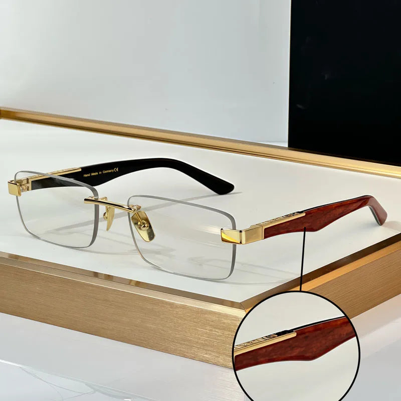 THE ARTIST III Designer Rimless Sunglasses Rectangle Men Alloy Acetate Germany Brand Trendy Classical High Quality Women UV400