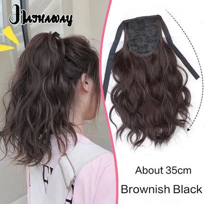 14 Inch Wavy Long Curly Hair Strap-type Pear Flower Curly Wig Ponytail Female Synthetic Fluffy Natural Shopping Commuting Wear