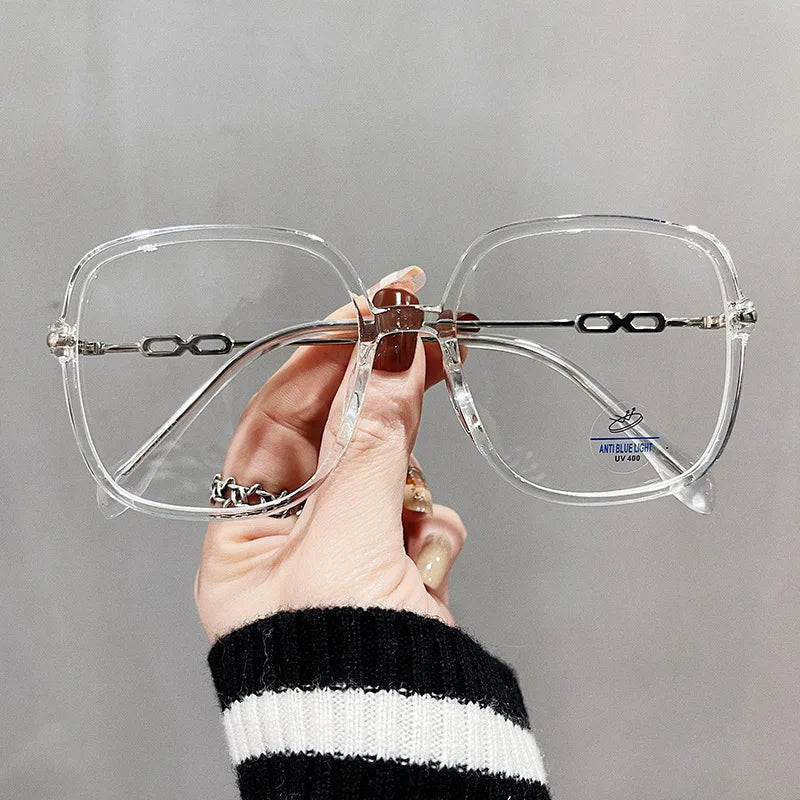 Big Square Shape Women's Glasses frame Korean Stylish Blue Light Blocking Eyeglass Frames TR90 Material Decorative Glasses