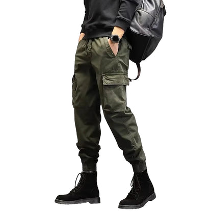 Cargo Pants for Mens Elastic Casual Trousers Zipper Multi-Pocket Joggers