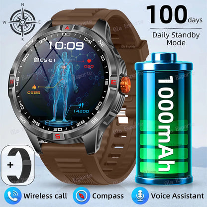T-Rex 3 Military 1000mAh Battery Smart Watch 10ATM Waterproof GPS Track Compassr Bluetooth Call AMOLED Men Swim Sport Smartwatch