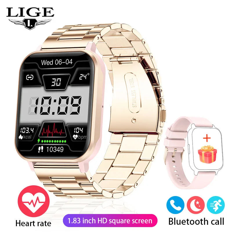 LIGE Smart Watch Men  Monitoring Sports Fitness Waterproof  Watch Man Woman Body Temperature Monitor SmartWatch 2024 New+Box