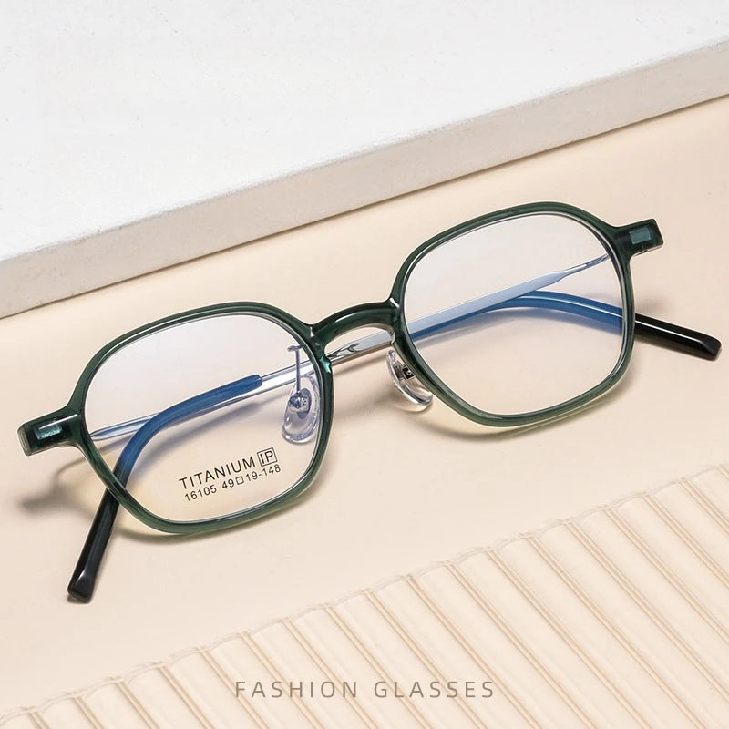 YIMARUILI Trendy Fashion Polygonal Men's Eyewear Ultra-Light Retro TR90 Titanium Optical Prescription Women's Eyeglass Frame 05X