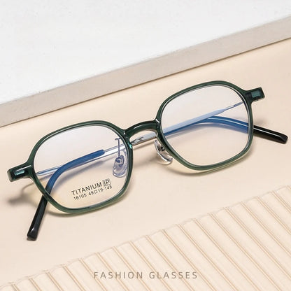YIMARUILI Trendy Fashion Polygonal Men's Eyewear Ultra-Light Retro TR90 Titanium Optical Prescription Women's Eyeglass Frame 05X
