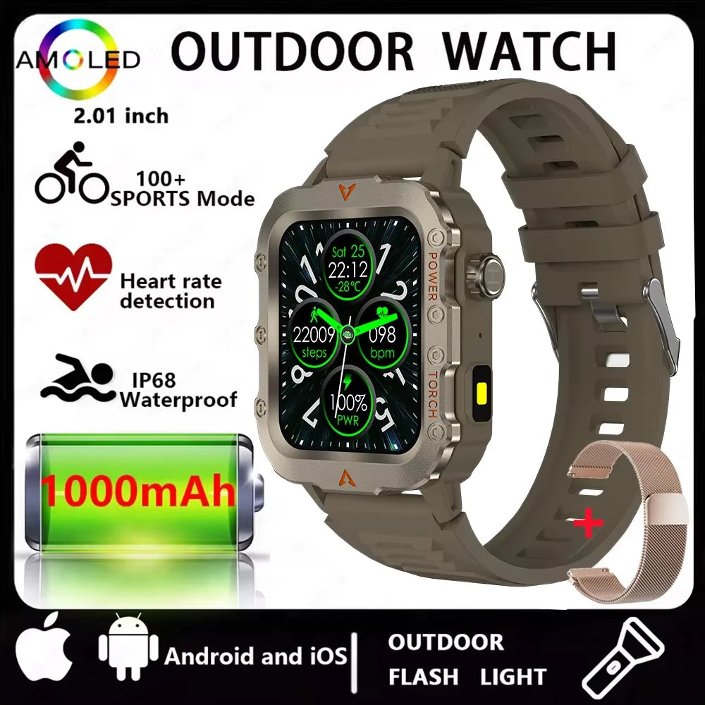 Three Defense Military Men's Smart Watch lP68 Waterproof Outdoor Sports Large Screen Bluetooth Call Smartwatch For Android IOS