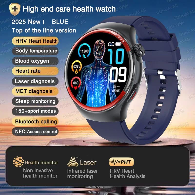 2025 New AI Health Analysis HRV+NFC SmartWatch Men Women Blood Pressure Heart rate Temperature BT Call Sports Fitness Smartwatch