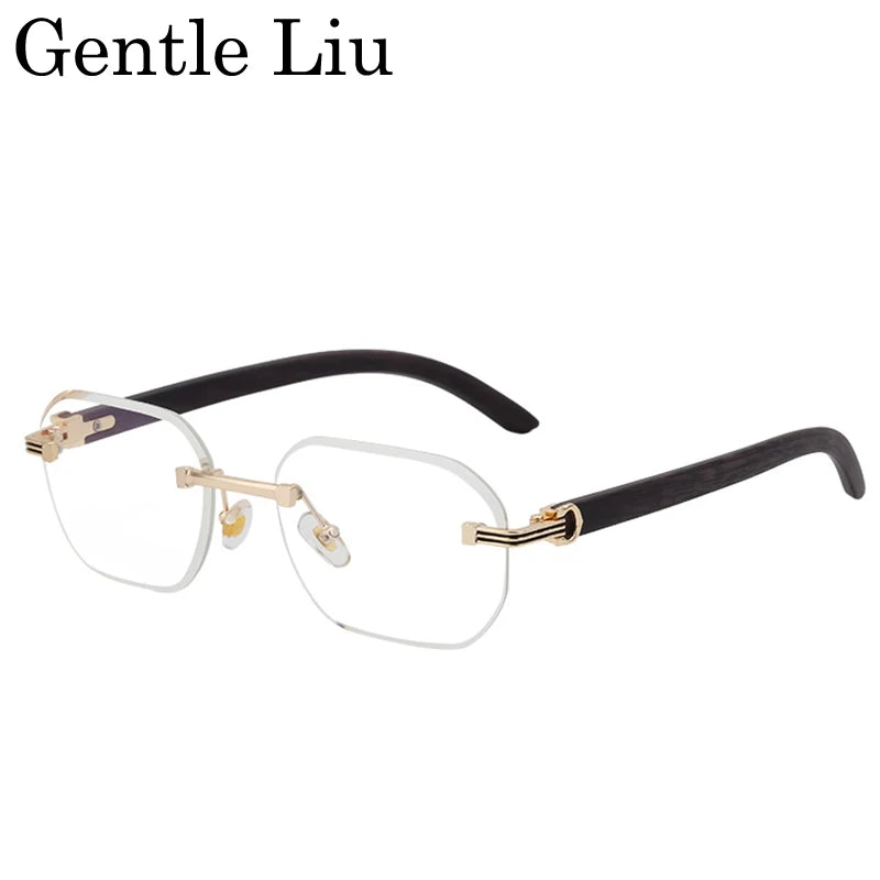 Vintage Square Rimless Sunglasses Men 2025 Luxury Brand Trendy Frameless Punk UV400 Eyewear Anti Blue Light Prescription Glasses