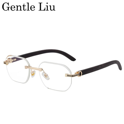 Vintage Square Rimless Sunglasses Men 2025 Luxury Brand Trendy Frameless Punk UV400 Eyewear Anti Blue Light Prescription Glasses