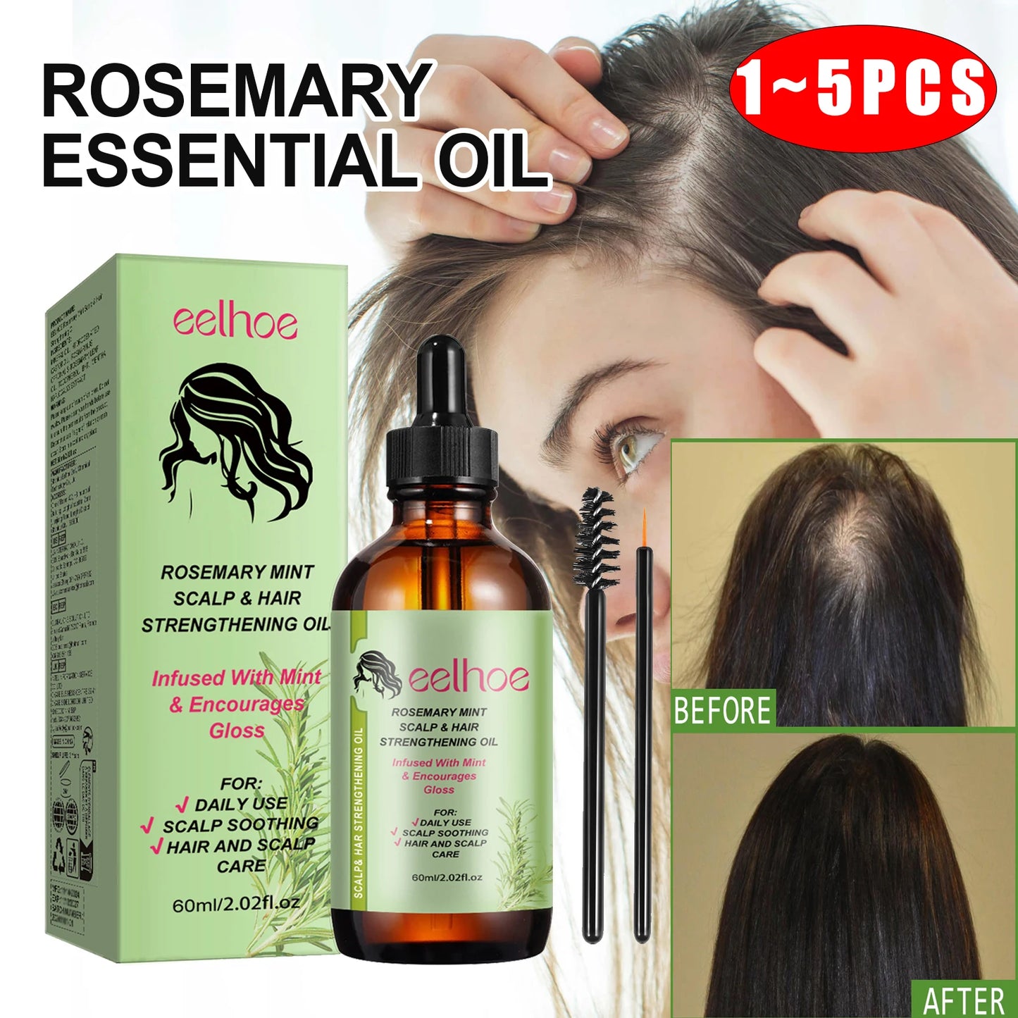 Rosemary Hair Care Essential Oil Prevent Hair Loss Reduct Dryness Frizz Nourish The Scalp Stabiliz The Roots Hair Care Products