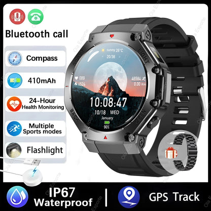 T-Rex 3 GPS Smart Watch 5ATM Waterproof 1.43 inch AMOLED HD Screen BT Call Flashlight Military Sport Smartwatches Men 2025 New
