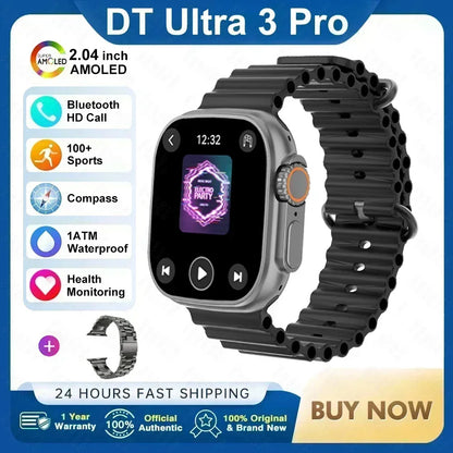 2025 New Original DT Ultra 3 Smart Watch Man 49mm AMOLED 32G ROM Chat GPT NFC Compass BT Call Sport GPS Track Sports Watch Women
